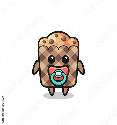 baby muffin cartoon character with pacifier