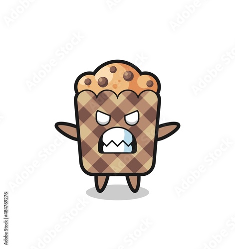 wrathful expression of the muffin mascot character