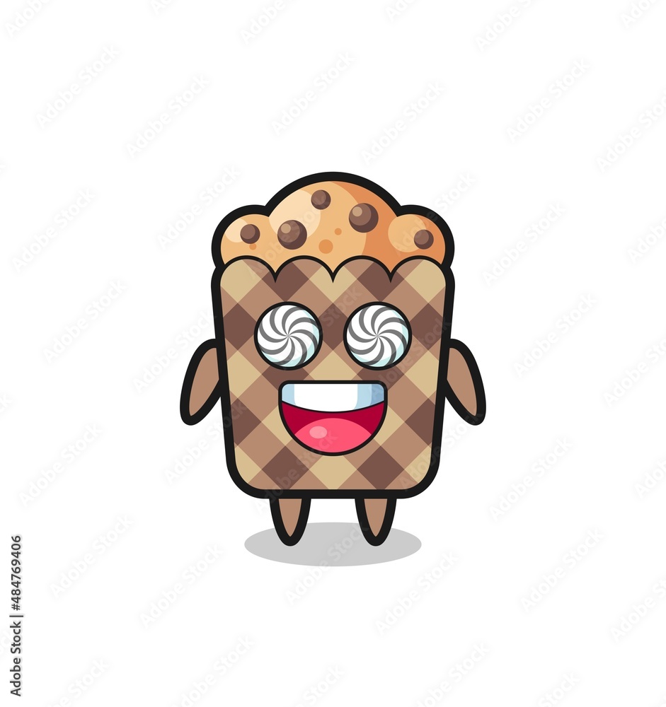 Fototapeta premium cute muffin character with hypnotized eyes
