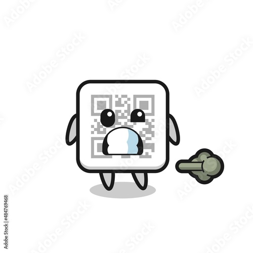 the illustration of the qr code cartoon doing fart