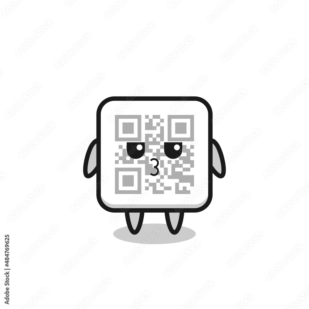Fototapeta premium the bored expression of cute qr code characters