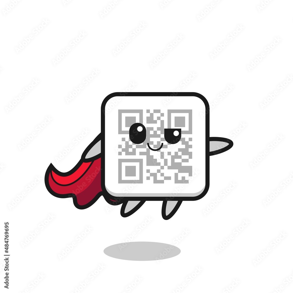 cute qr code superhero character is flying cute qr code superhero character is flying