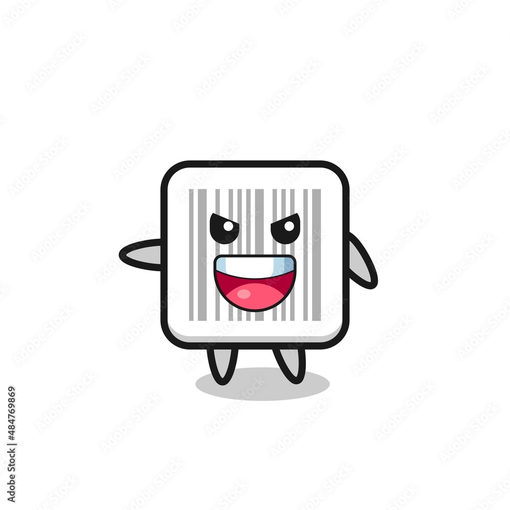 barcode cartoon with very excited pose barcode cartoon with very excited pose