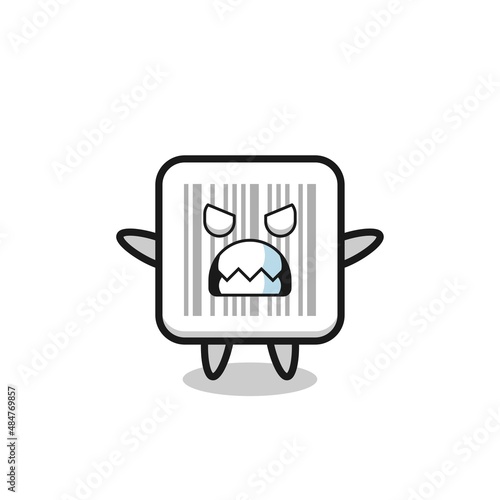 wrathful expression of the barcode mascot character