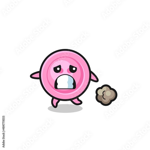 illustration of the clothing button running in fear