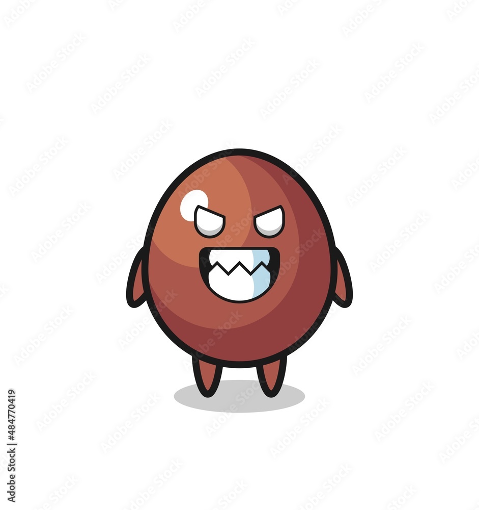 evil expression of the chocolate egg cute mascot character evil expression of the chocolate egg cute mascot character