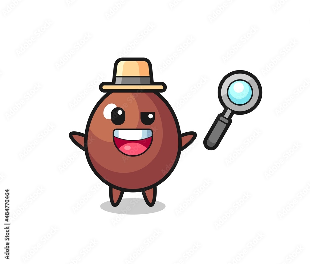 illustration of the chocolate egg mascot as a detective who manages to solve a case illustration of the chocolate egg mascot as a detective who manages to solve a case