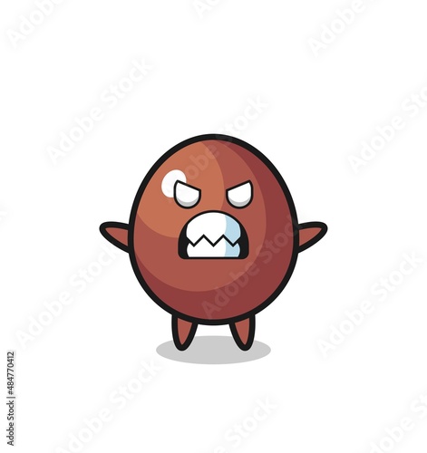 wrathful expression of the chocolate egg mascot character