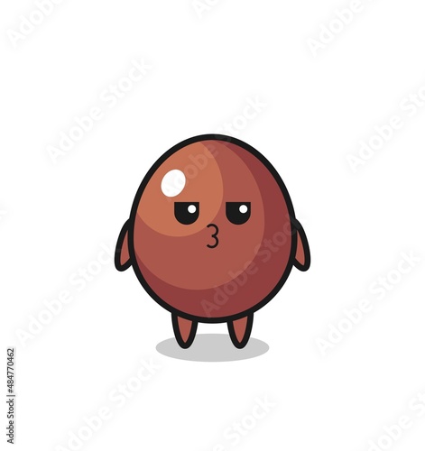 the bored expression of cute chocolate egg characters