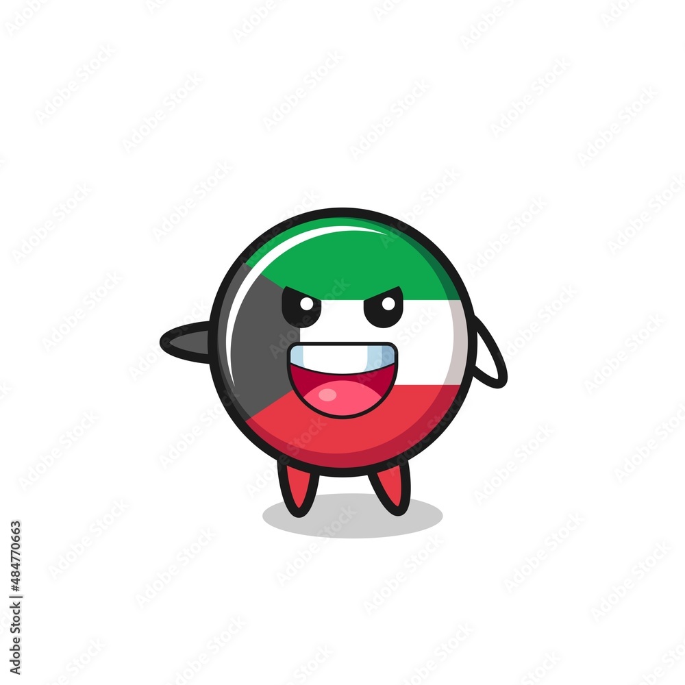 kuwait flag cartoon with very excited pose