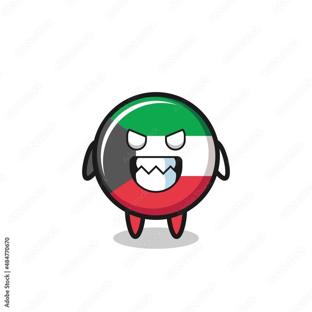 evil expression of the kuwait flag cute mascot character