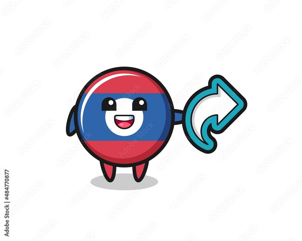 cute laos flag hold social media share symbol cute laos flag hold social media share symbol