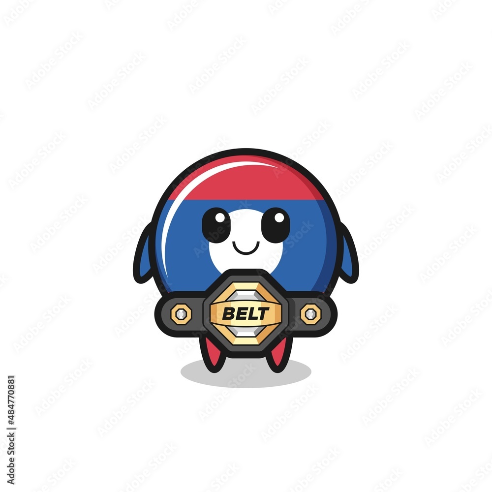 the MMA fighter laos flag mascot with a belt the MMA fighter laos flag mascot with a belt