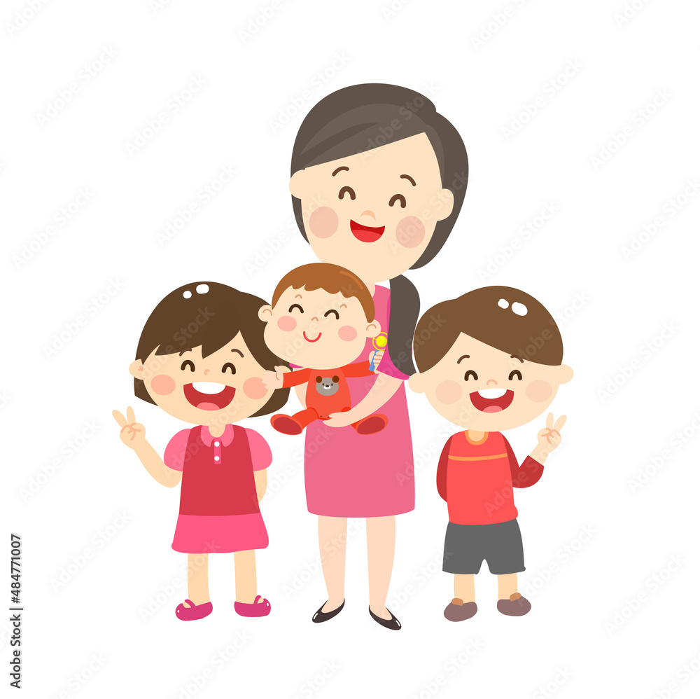 Cute and Happy Family Character Vector.