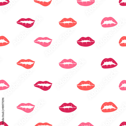 Valentine day. Lovely lips seamless vector pattern. Pattern with woman's flat lips. Fashion backdrop. Vector illustration.