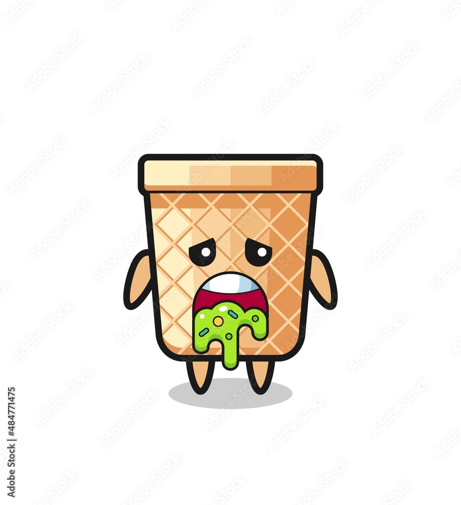 the cute waffle cone character with puke the cute waffle cone character with puke