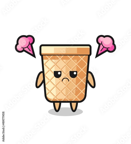 annoyed expression of the cute waffle cone cartoon character