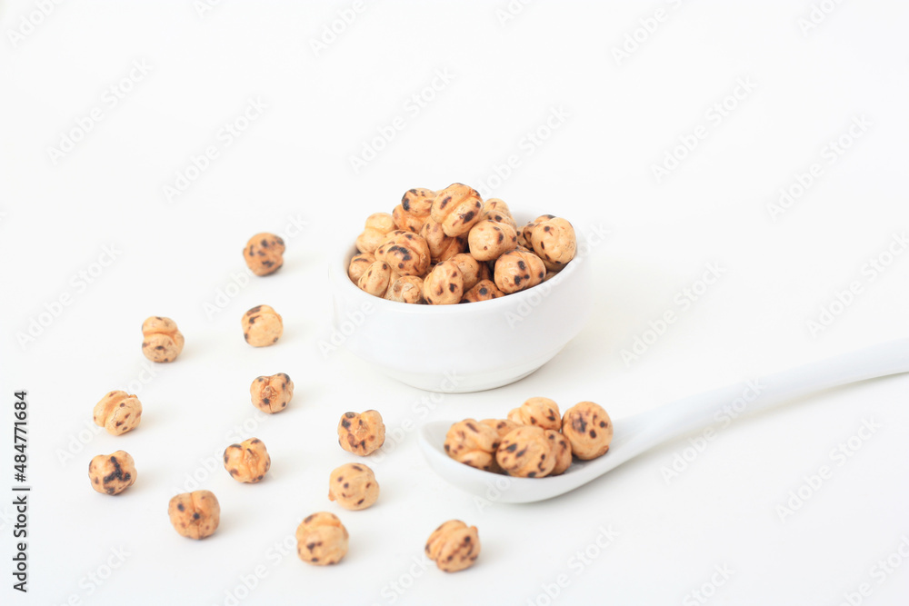 Roasted chickpea on white background Roasted chickpea on white background