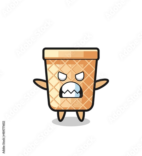 wrathful expression of the waffle cone mascot character