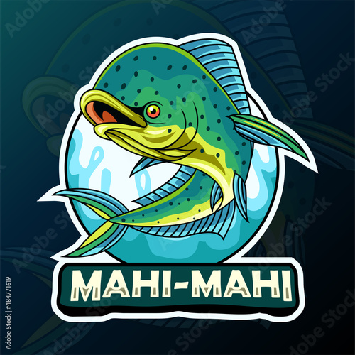 Cartoon mahi mahi fish mascot