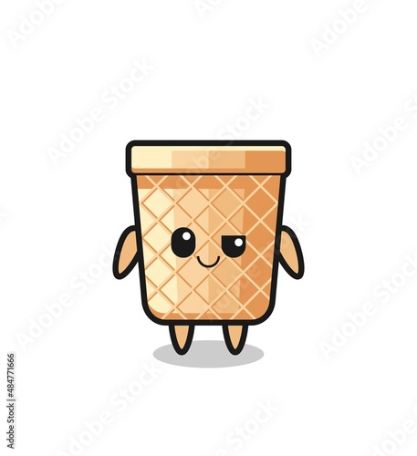waffle cone cartoon with an arrogant expression