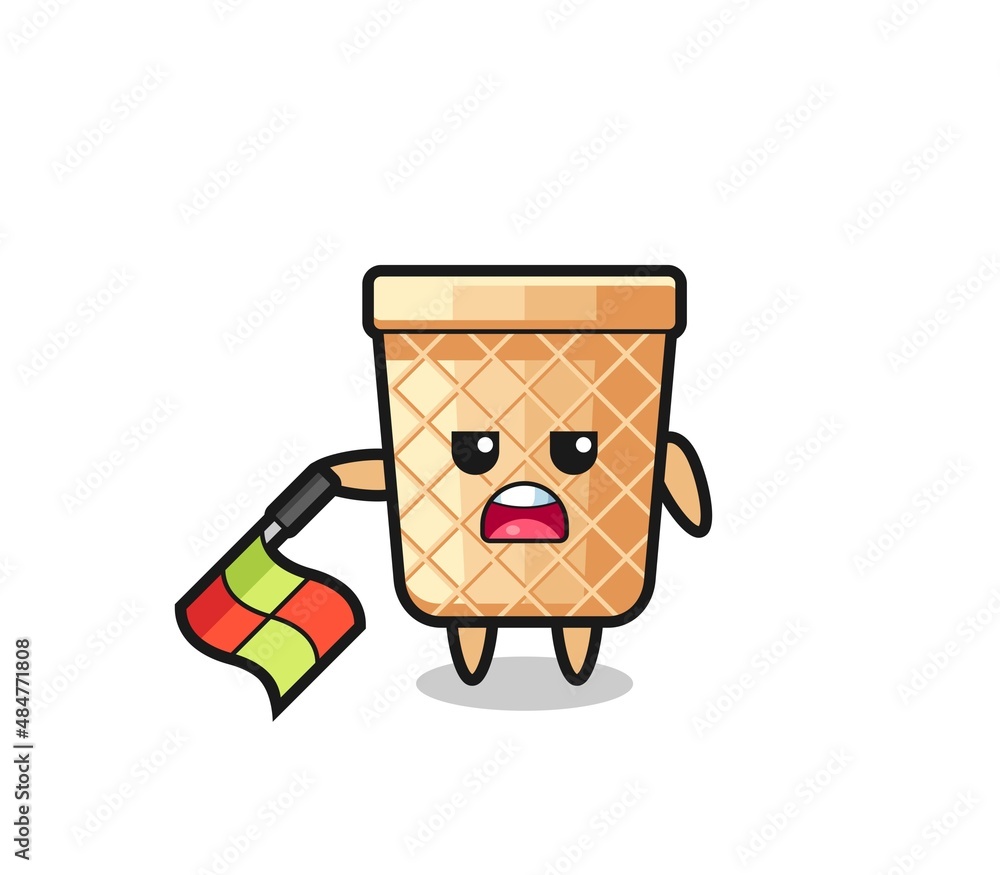waffle cone character as line judge hold the flag down at a 45 degree angle waffle cone character as line judge hold the flag down at a 45 degree angle