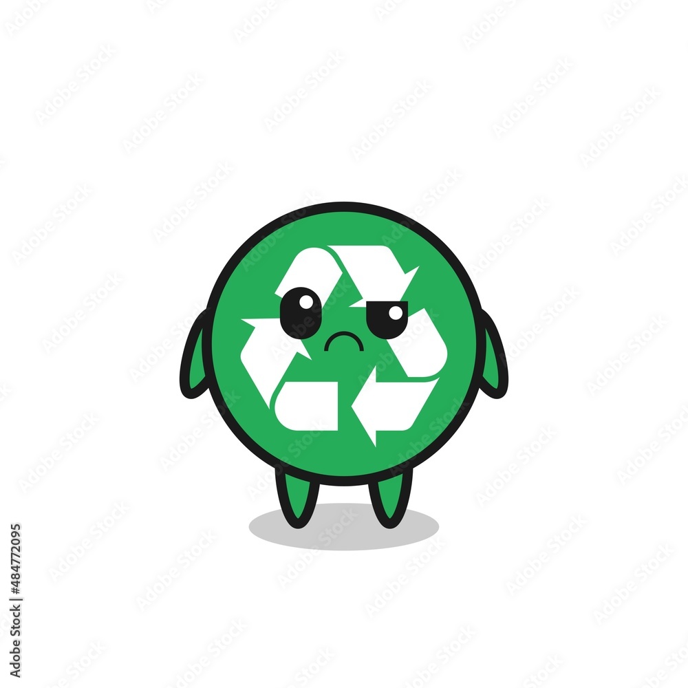 Fototapeta premium the mascot of the recycling with sceptical face