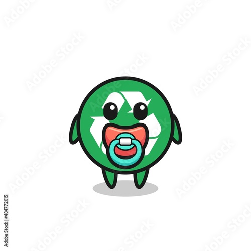 baby recycling cartoon character with pacifier
