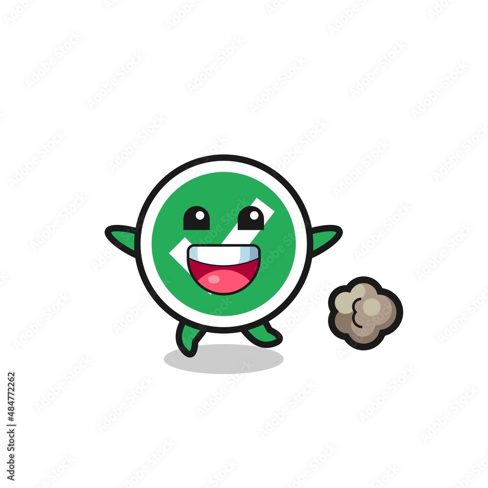 Fototapeta premium the happy check mark cartoon with running pose