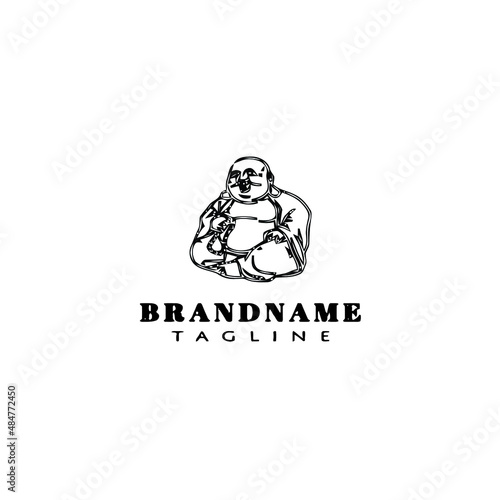 buddha logo cartoon icon template black isolated vector illustration