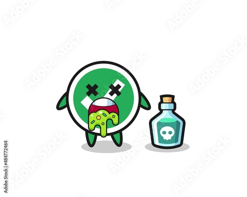 illustration of an check mark character vomiting due to poisoning