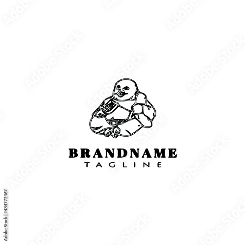 buddha logo cartoon icon design black isolated vector illustration