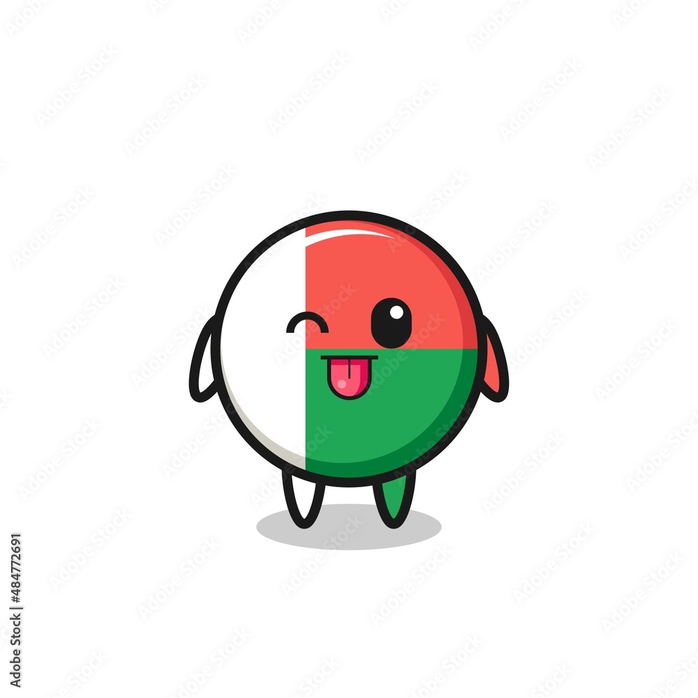 cute madagascar flag character in sweet expression while sticking out her tongue cute madagascar flag character in sweet expression while sticking out her tongue