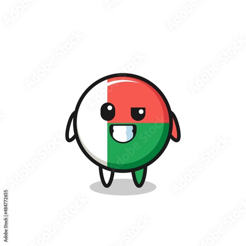 cute madagascar flag mascot with an optimistic face