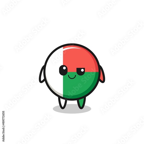 madagascar flag cartoon with an arrogant expression