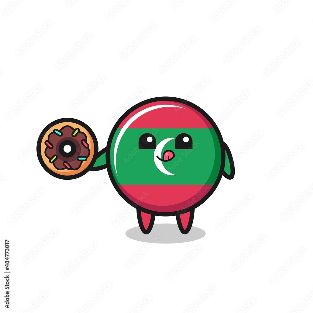 illustration of an maldives flag character eating a doughnut illustration of an maldives flag character eating a doughnut