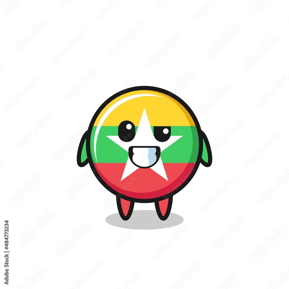 cute myanmar flag mascot with an optimistic face