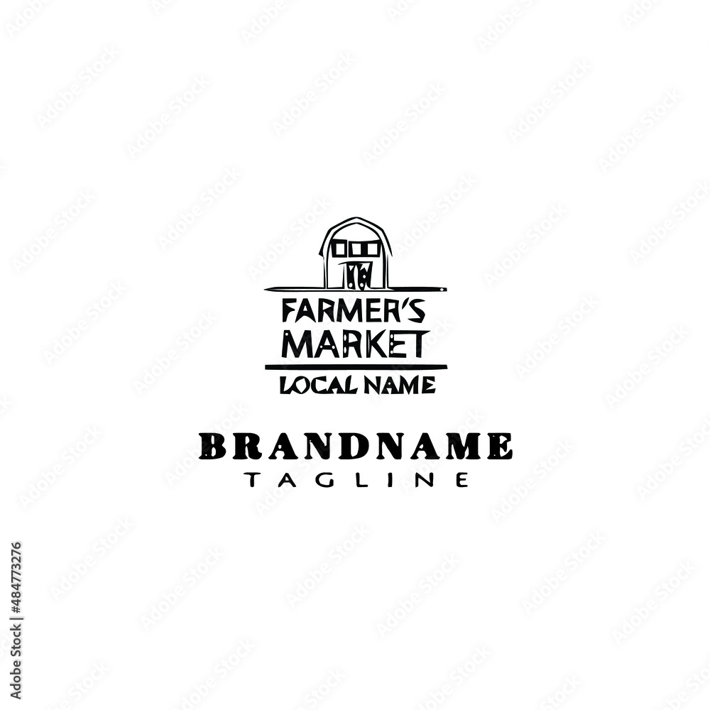 Fototapeta premium farmers market logo cartoon icon design template black vector illustration