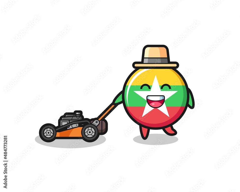 illustration of the myanmar flag character using lawn mower illustration of the myanmar flag character using lawn mower