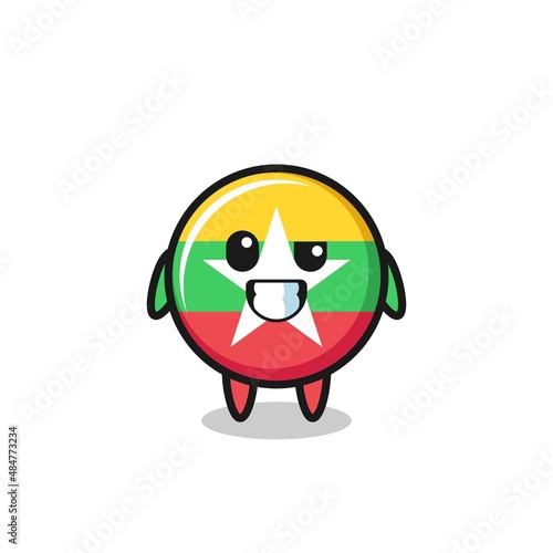 cute myanmar flag mascot with an optimistic face