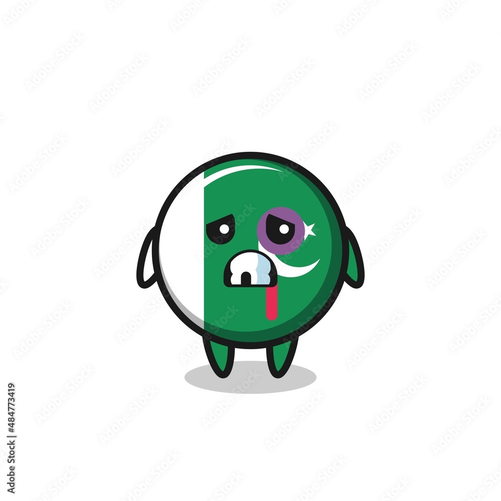 injured pakistan flag character with a bruised face injured pakistan flag character with a bruised face