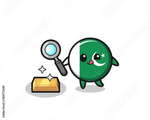 pakistan flag character is checking the authenticity of the gold bullion
