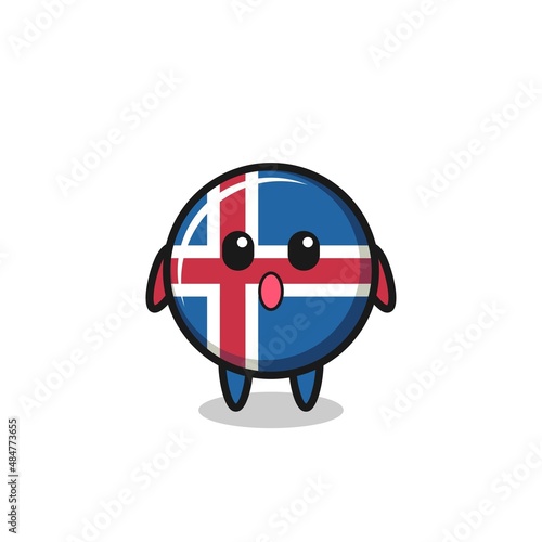 the amazed expression of the iceland flag cartoon