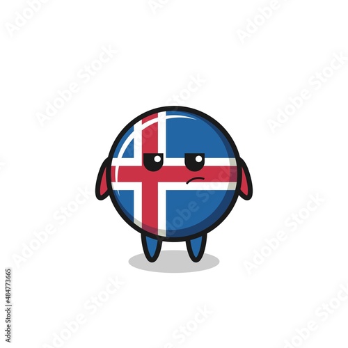 cute iceland flag character with suspicious expression