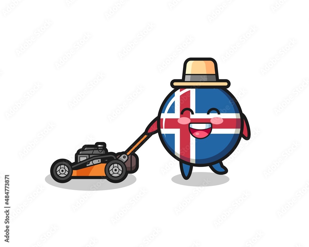 illustration of the iceland flag character using lawn mower illustration of the iceland flag character using lawn mower