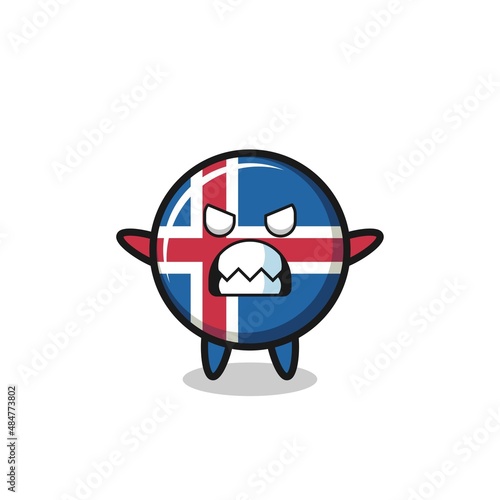 wrathful expression of the iceland flag mascot character