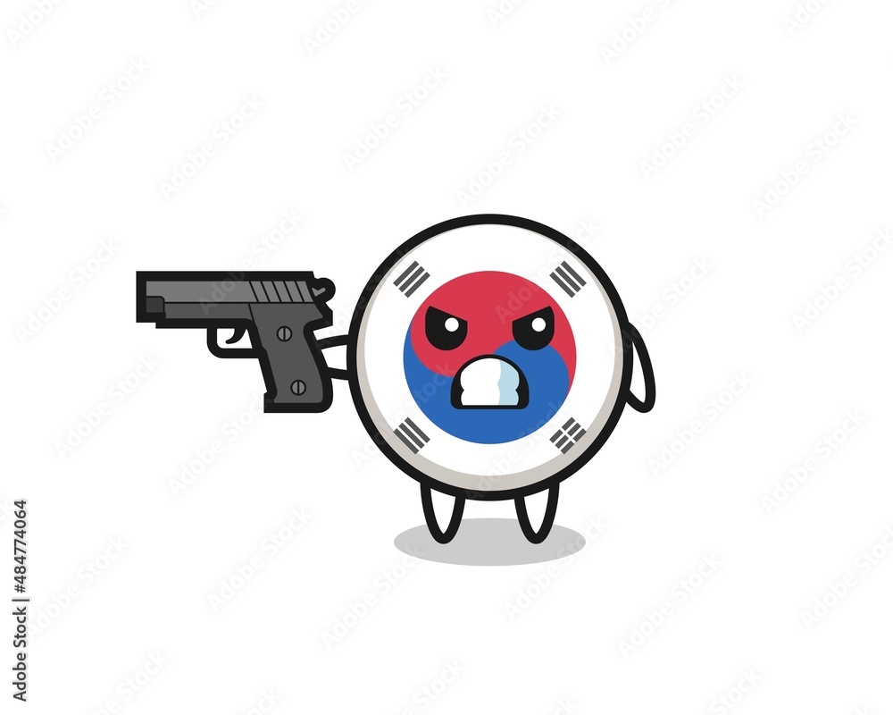 the cute south korea flag character shoot with a gun the cute south korea flag character shoot with a gun