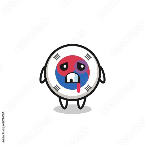 injured south korea flag character with a bruised face