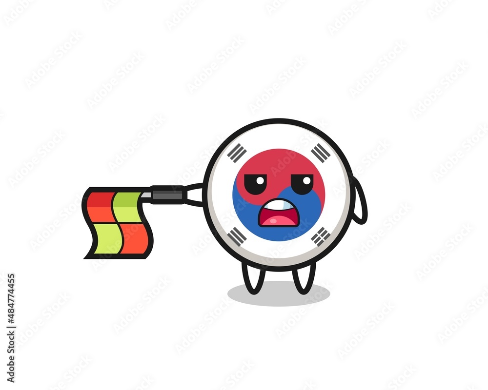 south korea flag character as line judge hold the flag straight horizontally south korea flag character as line judge hold the flag straight horizontally