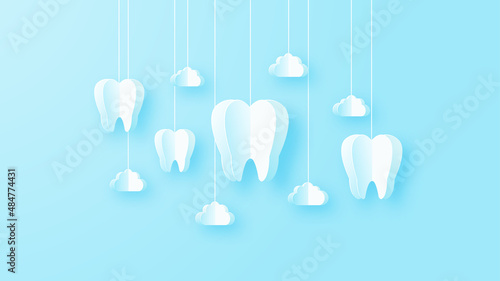 paper art illustration of dentist's background